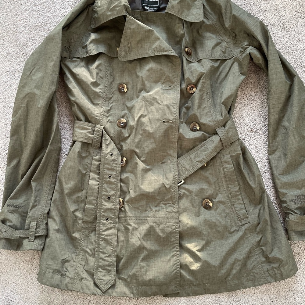 NorthFace Women's Olive Double-Breasted Rain Coat